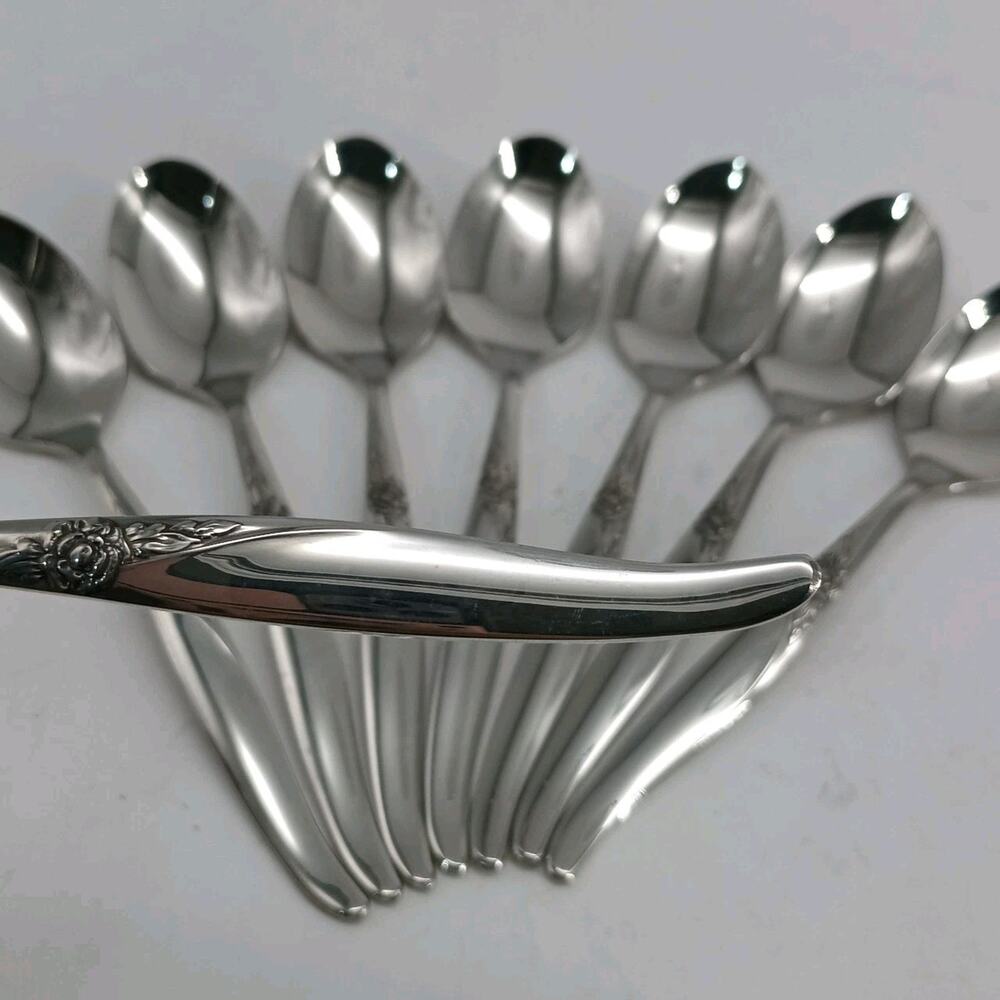 8X Tsp Oneida LA ROSE Teaspoons Rogers Premier Stainless 6 1/8"